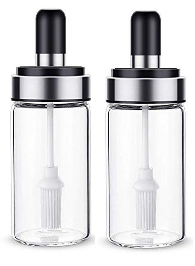 SOPTOOL Kitchen High Borosilicate Glass Spice Jars Seasonning Box Jar Condiment Jar, Combination Spoon and Lid Design, Empty Jars 250ml, Premium Commercial Grade (2, Brush Spoon) - Image 1